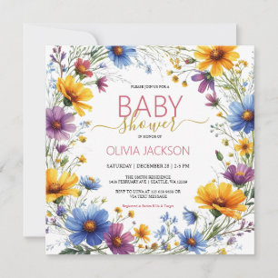 Invitación a Baby Shower de flores silvestres