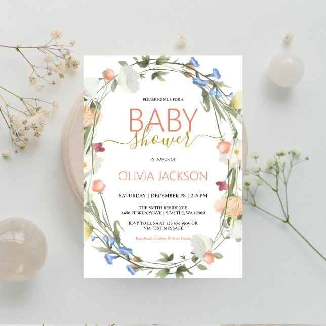 Invitación a Baby Shower de flores silvestres (Subido por el creador)