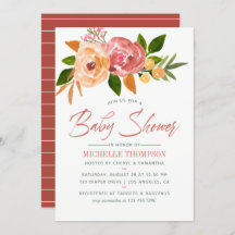 Invitación a Baby Shower de flores silvestres acuá