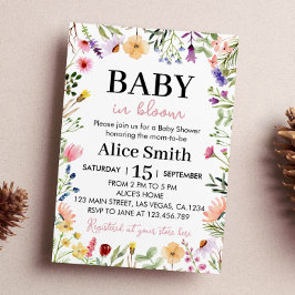 Invitación a Baby Shower de flores silvestres en f