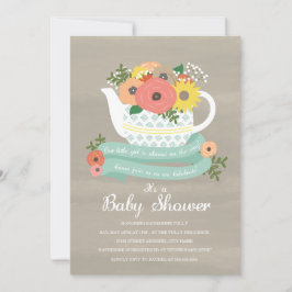 Invitación a Baby Shower de Flower Garden Teapot