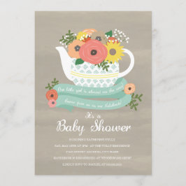 Invitación a Baby Shower de Flower Garden Teapot