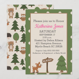 Invitación a Baby Shower de Forrest Deer Chicas