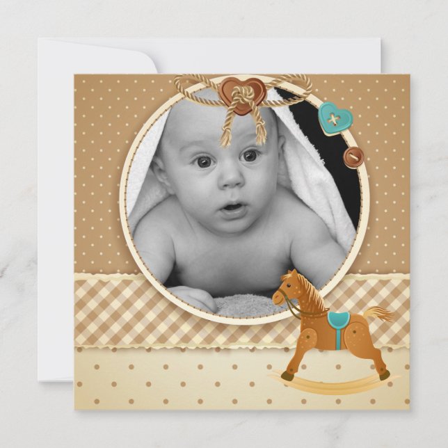 Invitación a Baby Shower de foto de bebé (Anverso)