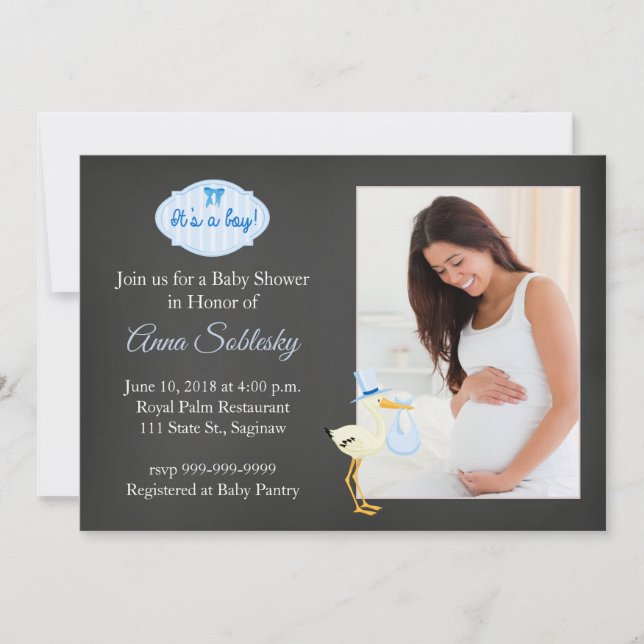 Invitación a Baby Shower de fotografía divertida (Anverso)