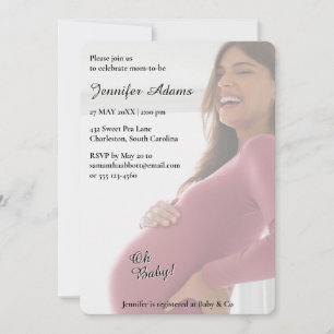 Invitación a Baby Shower de fotografía Minimalista