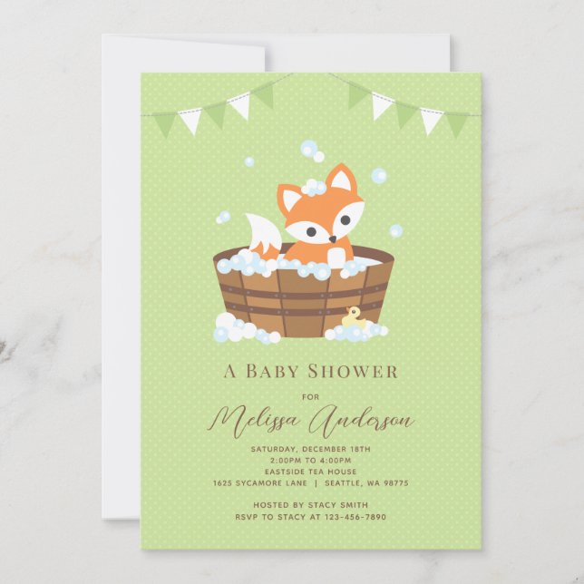 Invitación a Baby Shower de Fox (Anverso)