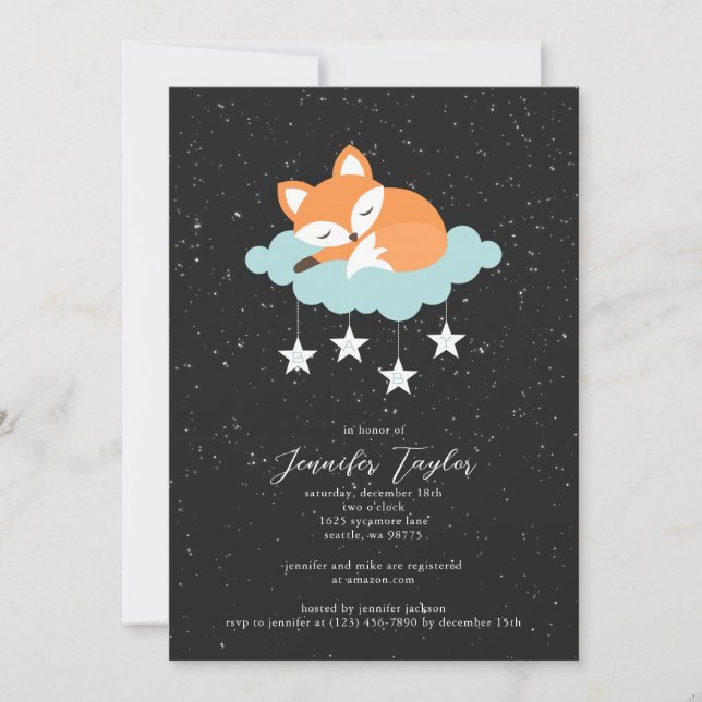 Invitación a Baby Shower de Fox (Anverso)