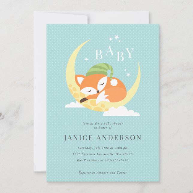 Invitación a Baby Shower de Fox (Anverso)