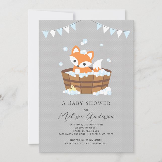 Invitación a Baby Shower de Fox (Anverso)