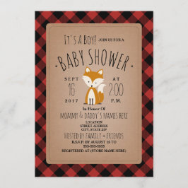 Invitación a Baby Shower de Fox Lumberjack Plaid