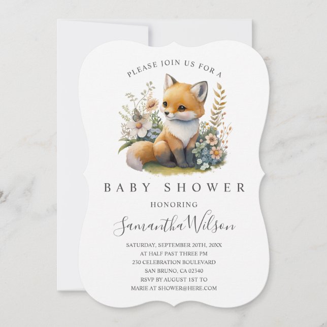 Invitación a Baby Shower de Fox Spring para bebé d (Anverso)