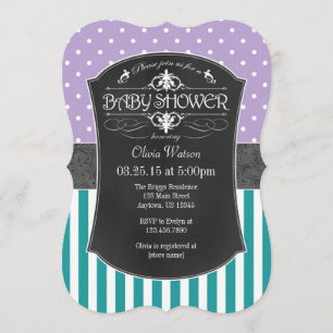 Invitación a Baby Shower de franjas de tablero Ver