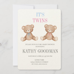 Invitación a Baby Shower de fraternales gemelos
