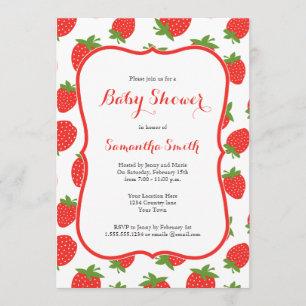 Invitación a Baby Shower de fresa
