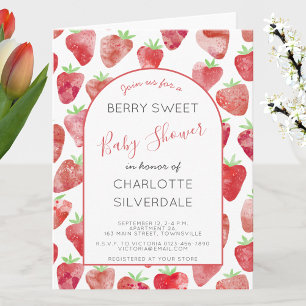 Invitación a Baby Shower de fresa