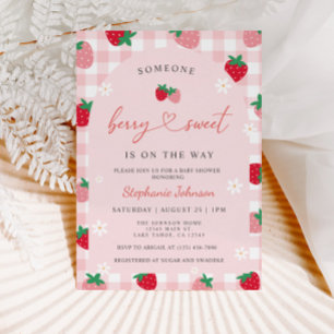 Invitación a Baby Shower de fresa