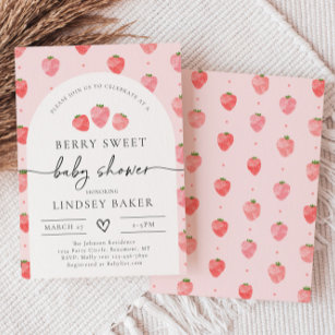 Invitación a Baby Shower de fresa   Berry Baby