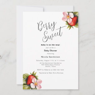 Invitación a Baby Shower de fresa Berry Sweet