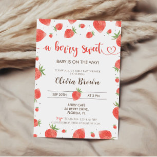 Invitación a Baby Shower de fresa Berry Sweet