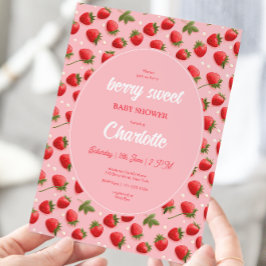 Invitación a Baby Shower de fresa Berry Sweet