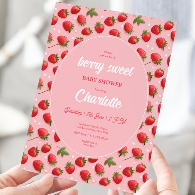 Invitación a Baby Shower de fresa Berry Sweet (Subido por el creador)