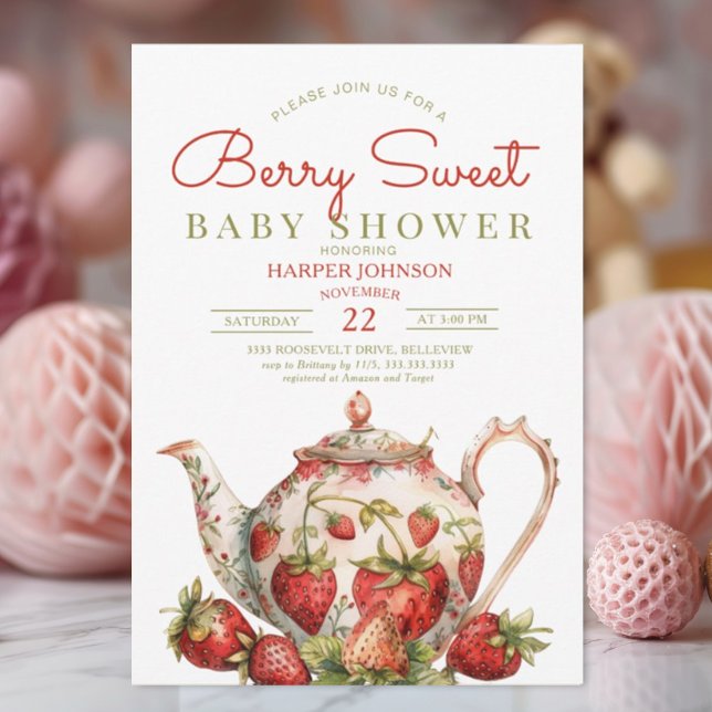 Invitación a Baby Shower de fresa Berry Sweet (Subido por el creador)