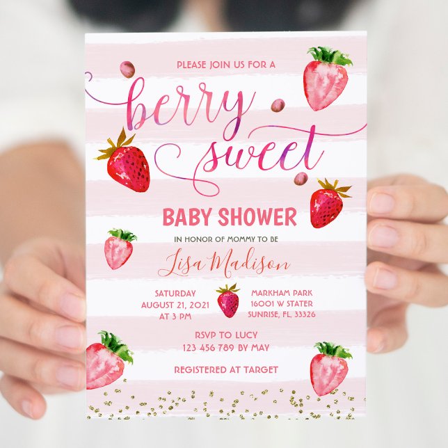Invitación a Baby Shower de fresa dulce (Subido por el creador)