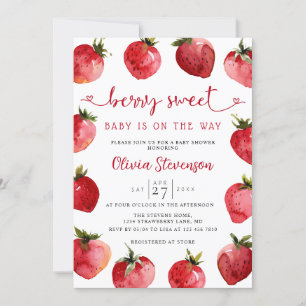 Invitación a Baby Shower de fresa dulce   Berry