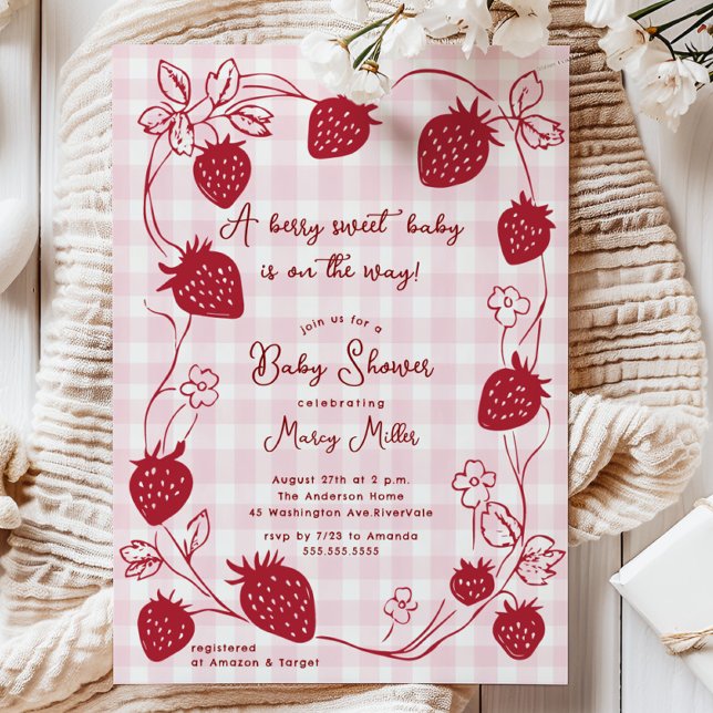 Invitación a Baby Shower de fresa dulce de Berry (Subido por el creador)