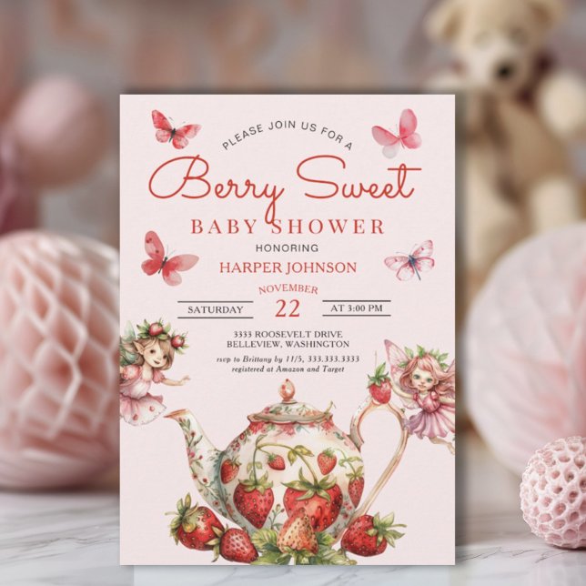 Invitación a Baby Shower de fresa dulce de Berry (Subido por el creador)