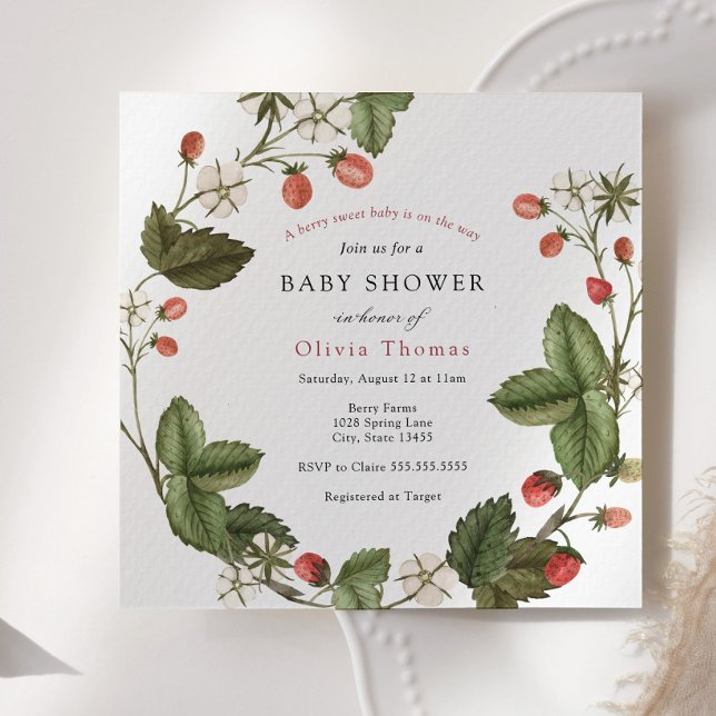 Invitación a Baby Shower de fresa dulce de Berry (Subido por el creador)