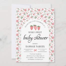 Invitación a Baby Shower de fresa y Rosas