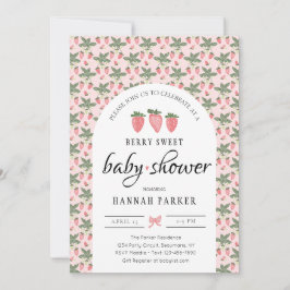 Invitación a Baby Shower de fresas y flores