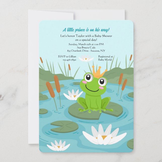 Invitación a Baby Shower de Frog Prince (Anverso)