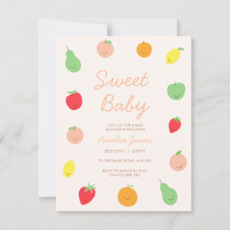 Invitación a Baby Shower de frutas coloridas y ric