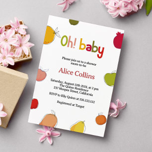 Invitación a Baby Shower de frutas de verano