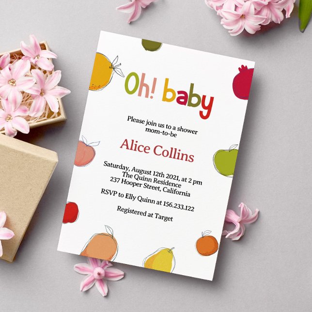 Invitación a Baby Shower de frutas de verano (Subido por el creador)