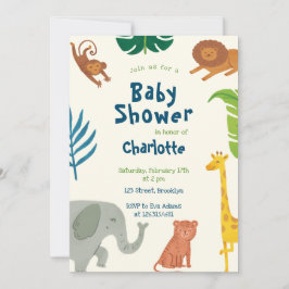 Invitación a Baby Shower de Fun Jungle Animals