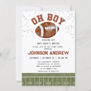 Invitación a Baby Shower de fútbol americano perso