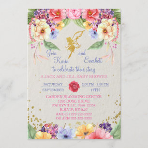 Invitación a Baby Shower de Garden Golden Fairy