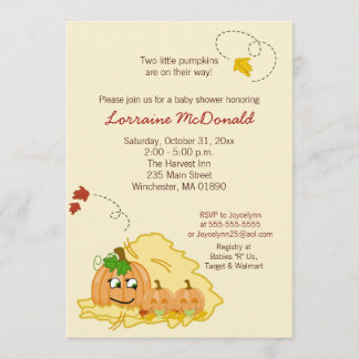 Invitación a Baby Shower de Gemelos de Calabaza (N