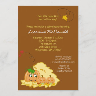 Invitación a Baby Shower de Gemelos de Calabaza (N