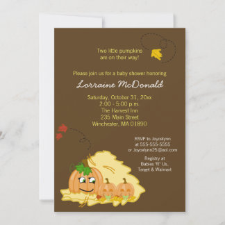 Invitación a Baby Shower de Gemelos de Calabaza (N
