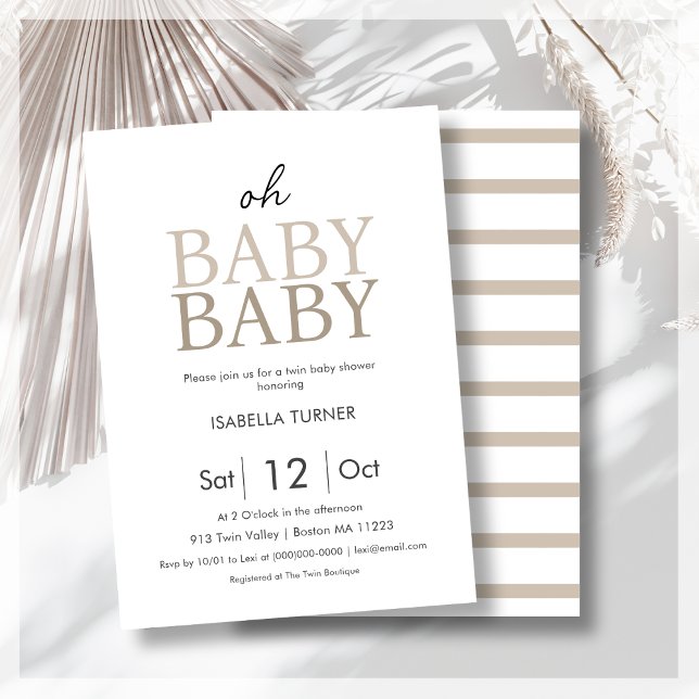 Invitación a Baby Shower de Gemelos Neutrales Unis (Subido por el creador)