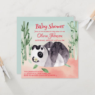 Invitación a Baby Shower de género de panda con bu
