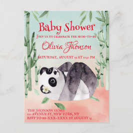 Invitación a Baby Shower de género de panda con bu