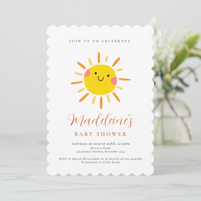 Invitación a baby shower de género neutral con tem (Anverso de pie)