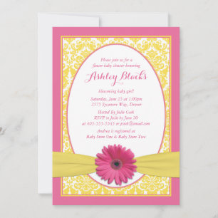 Invitación a Baby Shower de Gerbera Daisy amarillo