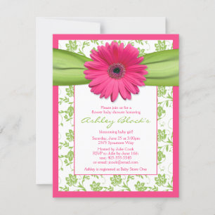 Invitación a Baby Shower de Gerbera Daisy verde ro
